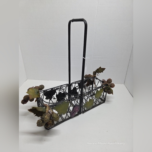 Decorative Metal WINE Basket with Berry Accents - Picture 3 of 6